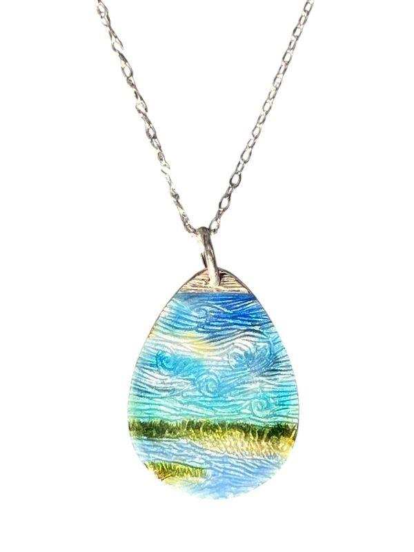 Marshes And Sky Basse-taille Enamel On Silver Pendant