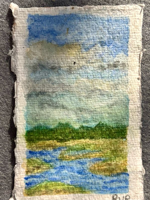 Marshes And Sky Basse-taille Enamel On Silver Pendant