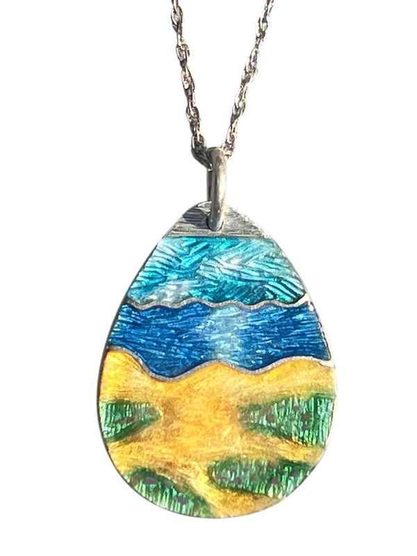 Cloisonné Enamel Pendant With Sand dunes On A Perfect Summers Day