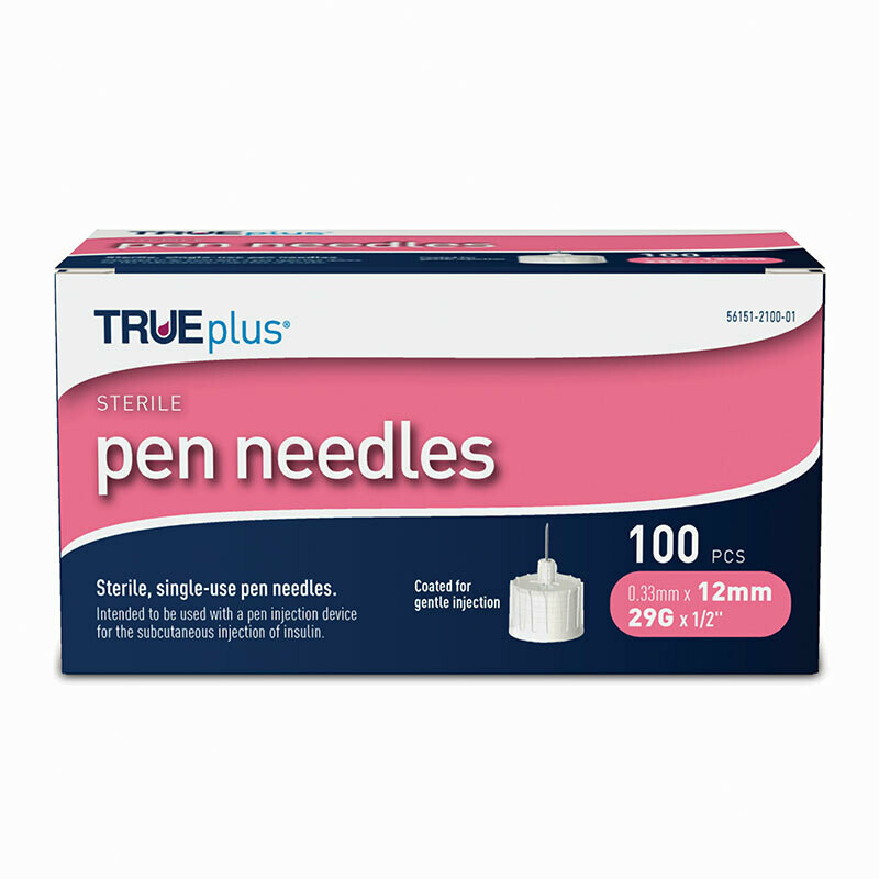 TRUE plus Pen Needles 12mm 1/2" 29G (100 ct)