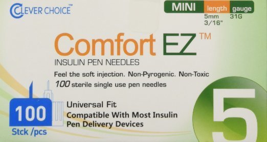 Comfort EZ Pen Needles 31G 5mm 3/16" (100 count)