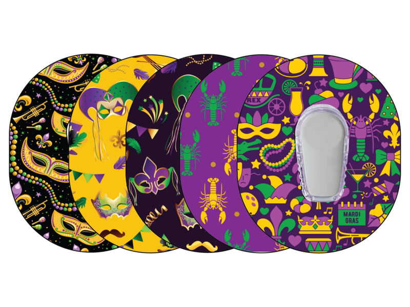 Glucomart Premium Dexcom G6 Patches Mardi Gras Dexcom G6 Adhesive 5-Pack RETIRING