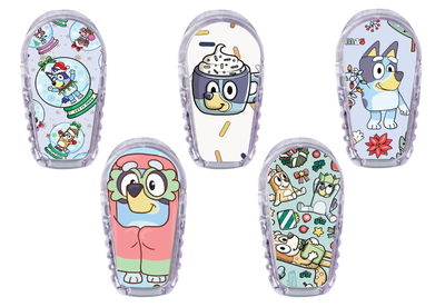 Dexcom G6 Transmitter Stickers 5-Pack Dexcom G6 Stickers Blue Christmas 5-Pack - Glucomart RETIRING