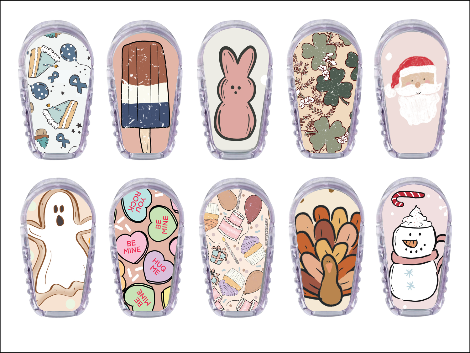 Glucomart Dexcom G6 Transmitter Stickers for Dexcom G6 Stickers Holiday 10-Pack