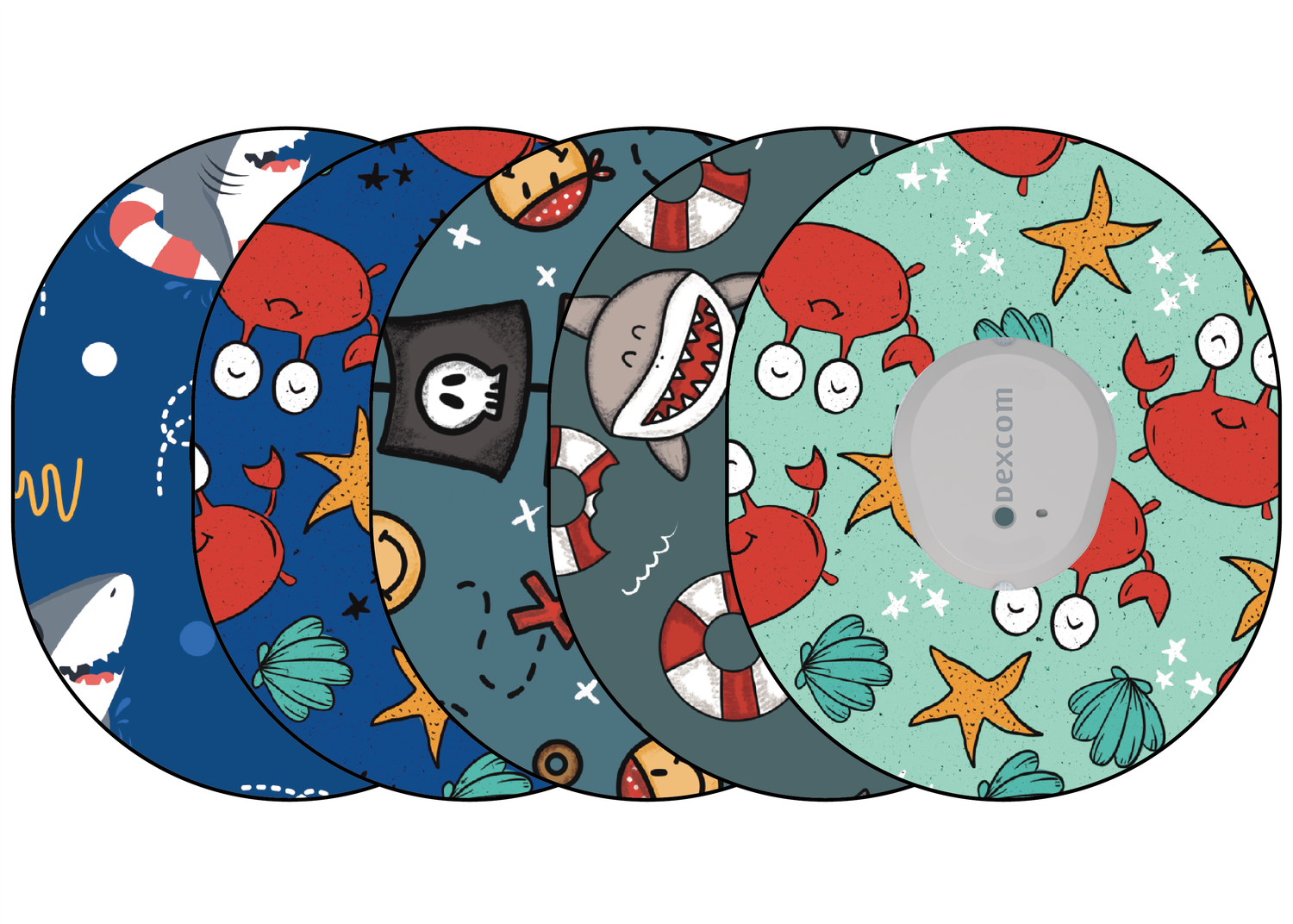 Glucomart Dexcom G7 Patches 5-Pack Sea Creatures Set