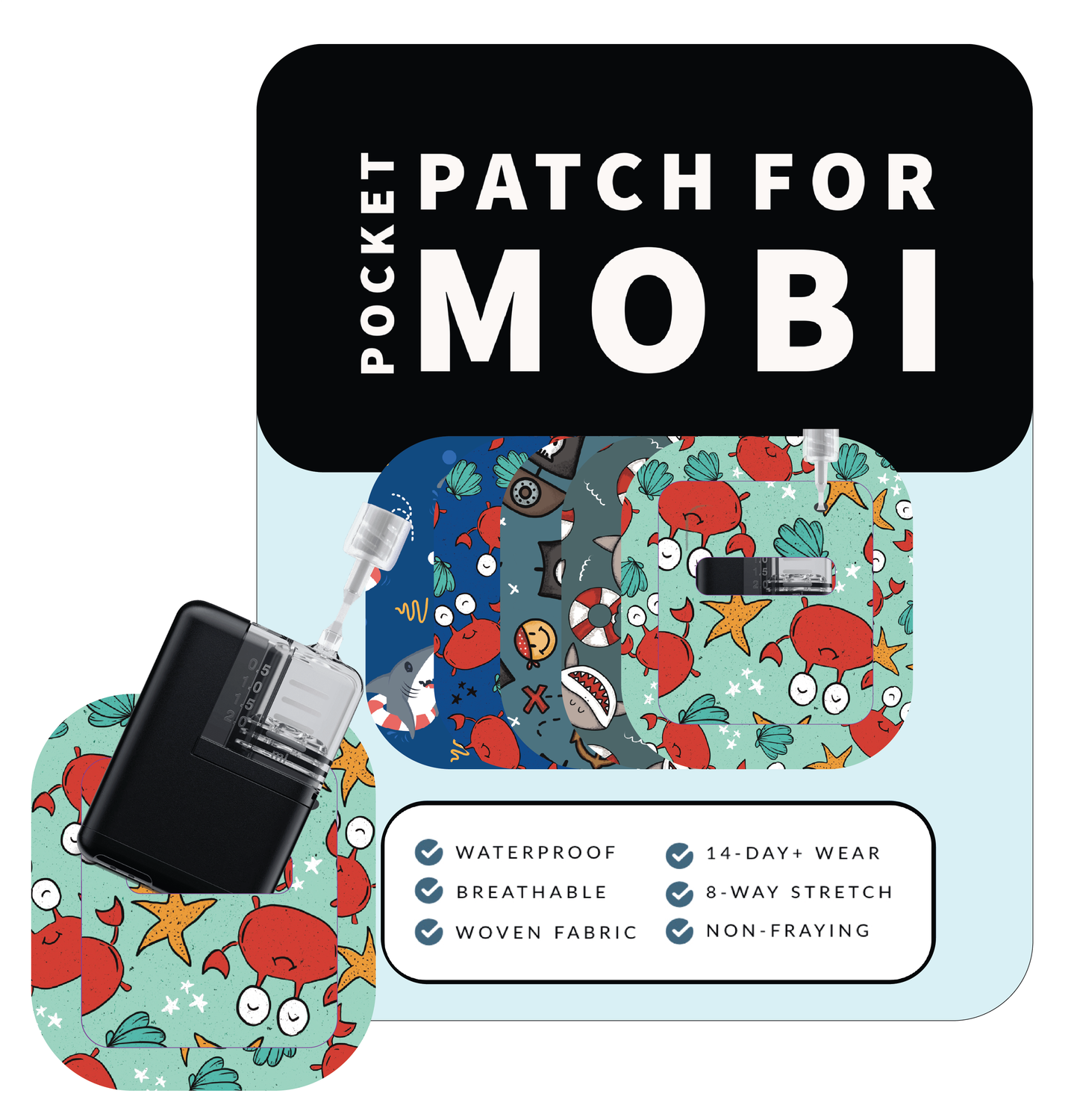Mobi Adhesive Pocket (5 Pack) | Sea Creatures