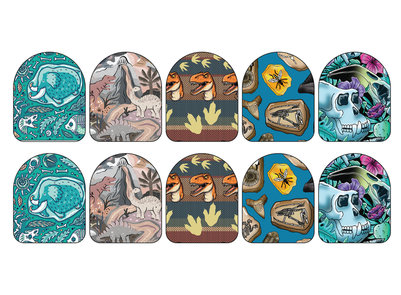 Fabric Stickers for Omnipod (10-Pack) | Prehistoric