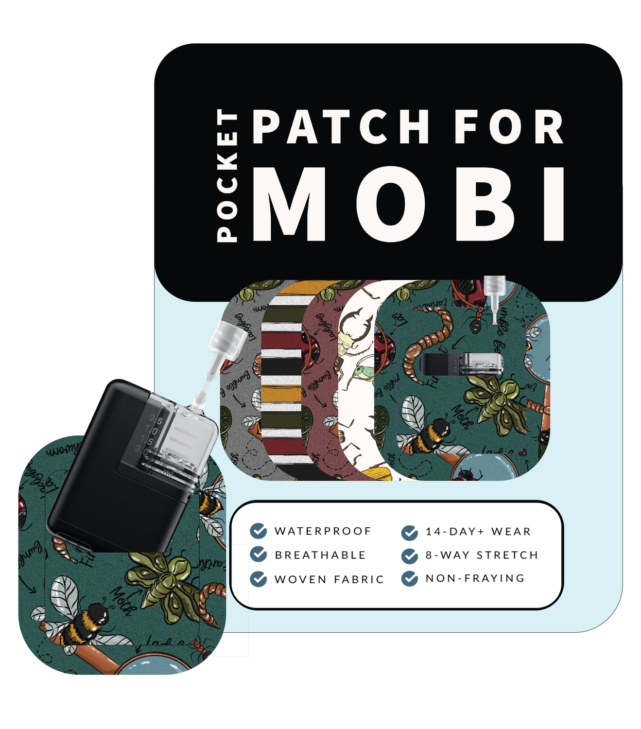 Adhesive Pocket for Mobi Insulin Pump (5-Pack) | Bugs