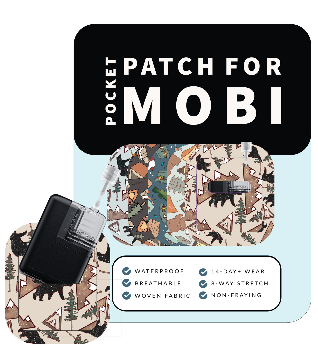 Adhesive Pocket for Mobi Insulin Pump (5-Pack) | Camping