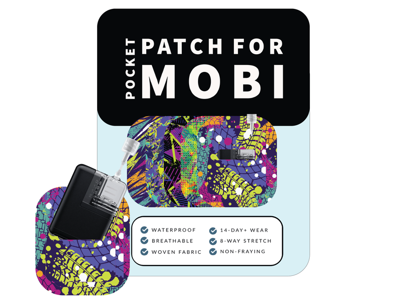 Adhesive Pocket for Mobi Insulin Pump (5-Pack) Neon Abstract