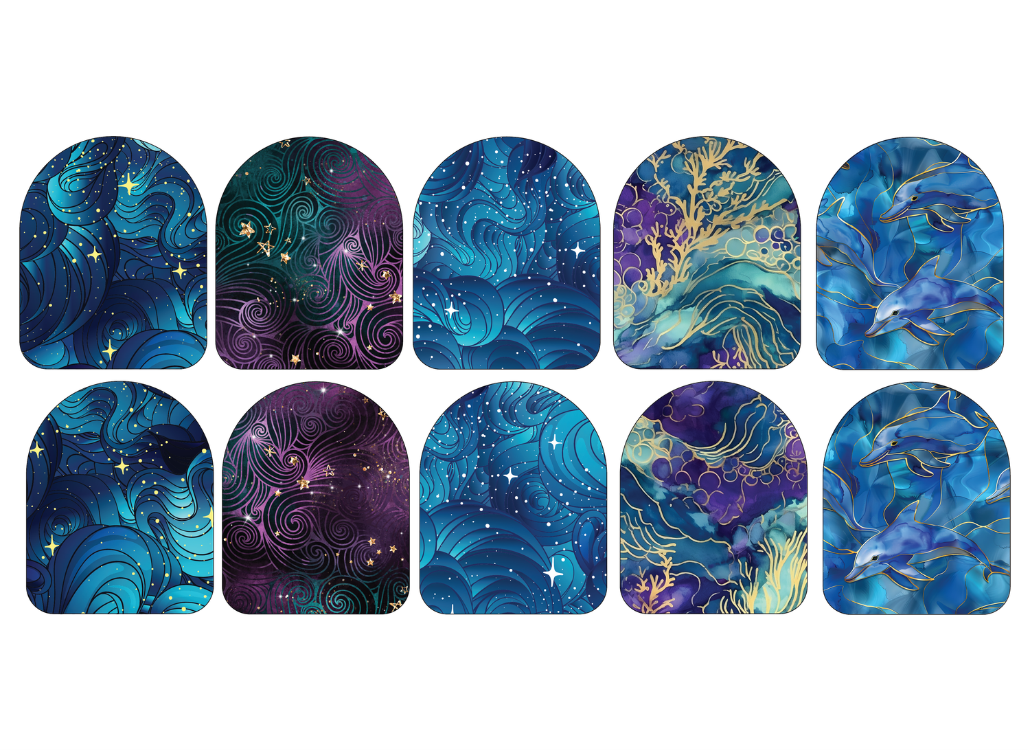 Fabric Stickers for Omnipod (10-Pack) Pacific Wave