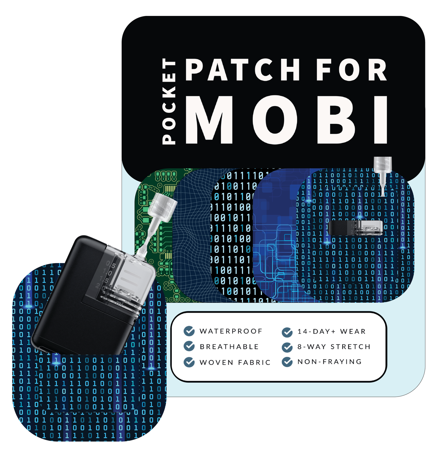 Adhesive Pocket for Mobi Insulin Pump (5-Pack) Cyber