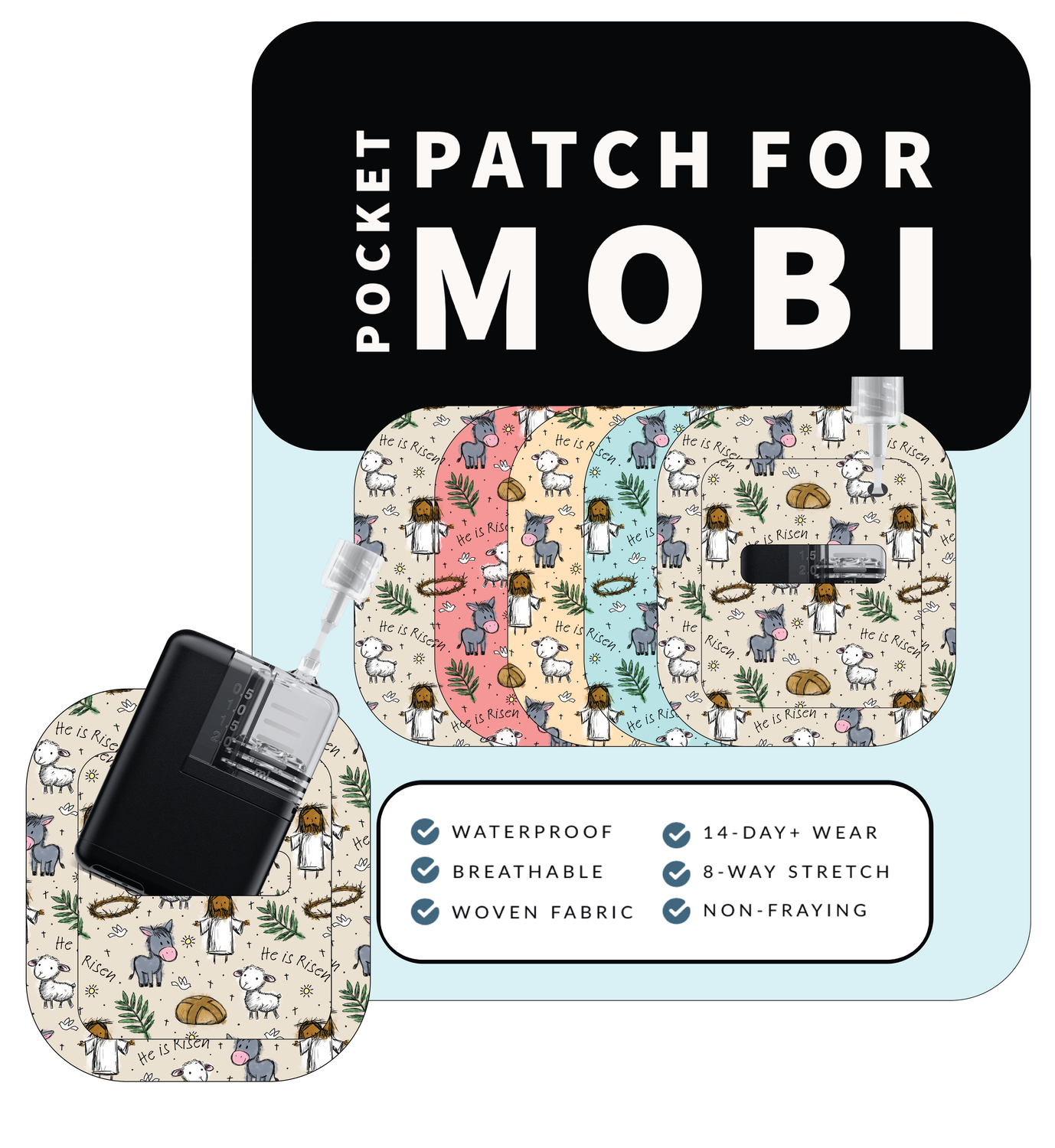 Adhesive Pocket for Mobi Insulin Pump (5-Pack) Risen Easter