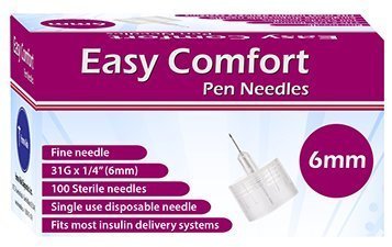 Easy Comfort Pen Needles 6 mm (1/4") 31G (100 ct)