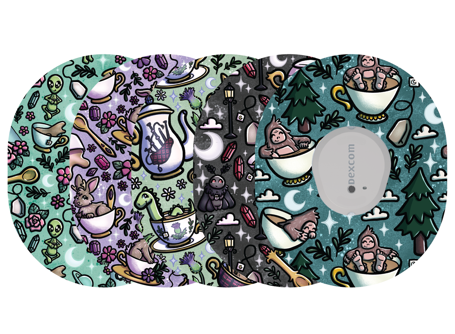 Glucomart Dexcom G7 Adhesive Patches (5-Pack) Cryptid Tea Party