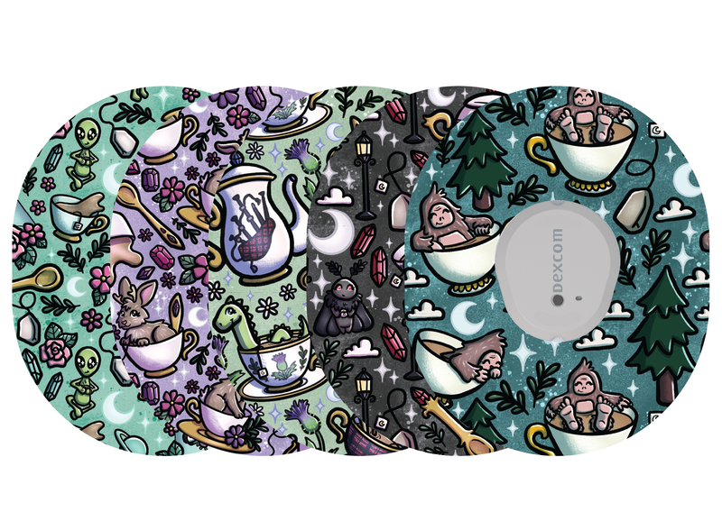Glucomart Dexcom G7 Adhesive Patches (5-Pack) Cryptid Tea Party