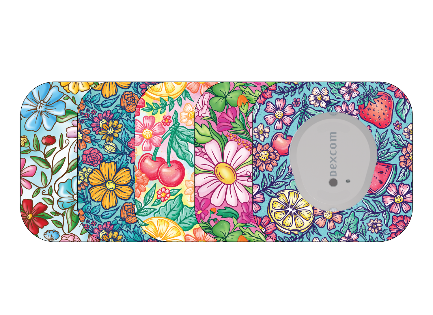 ​Glucomart Mini Dexcom G7 Adhesive Patches with Grip Bumper - Summer Floral