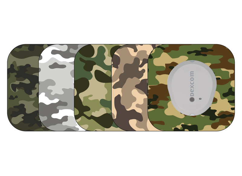 ​Glucomart Mini Dexcom G7 Adhesive Patches with Grip Bumper - Camo