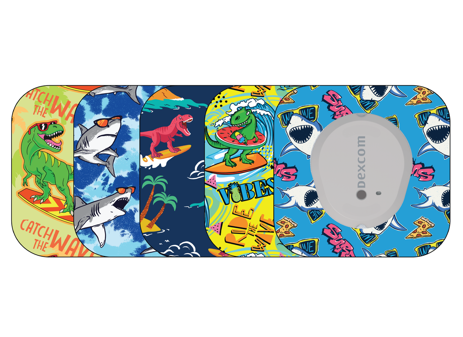 ​Glucomart Mini Dexcom G7 Adhesive Patches with Grip Bumper - Surf