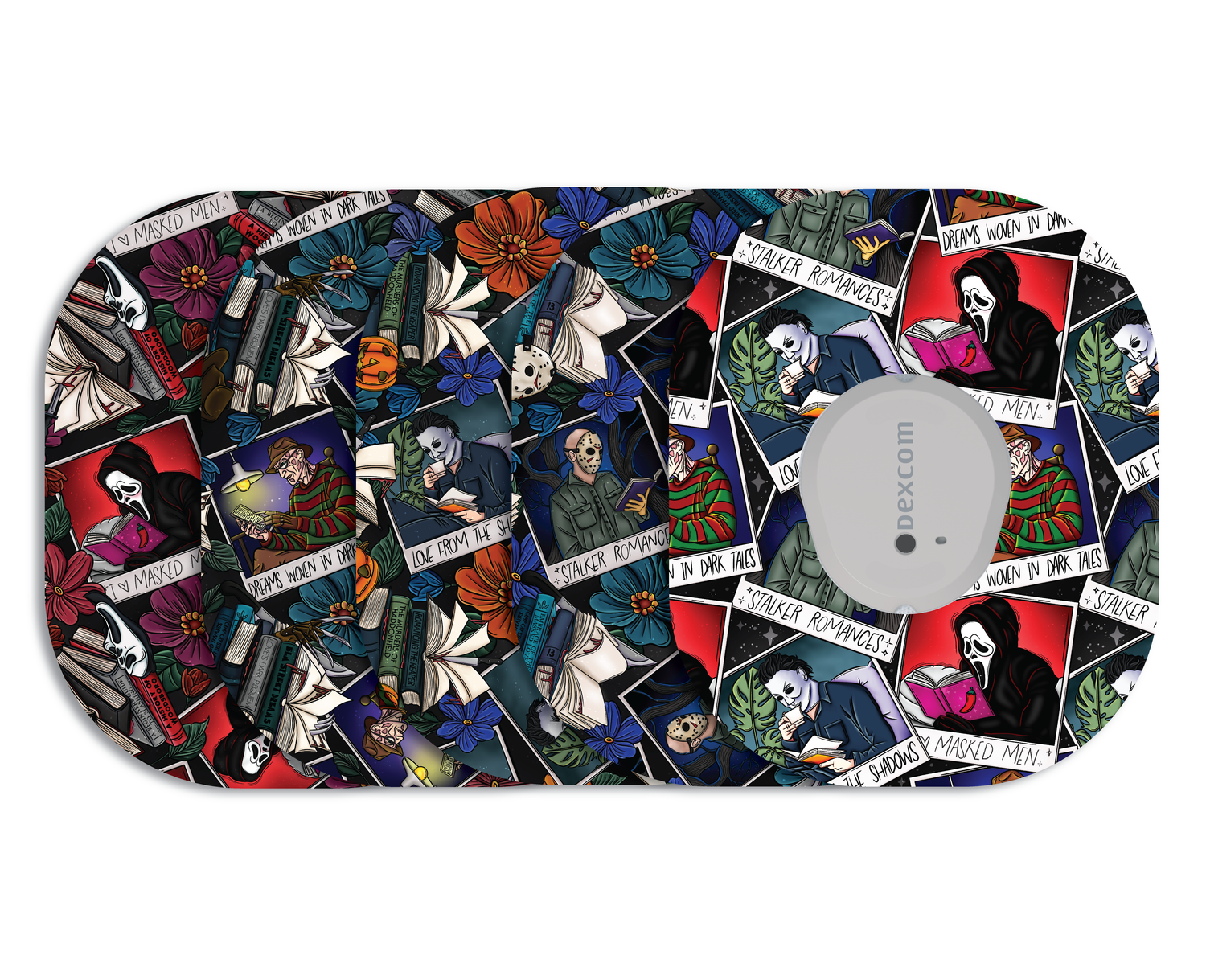 Horror bookish dexcom g7 adhesive patches scream freddy jason dexcom adhesive patches dexcom stickers