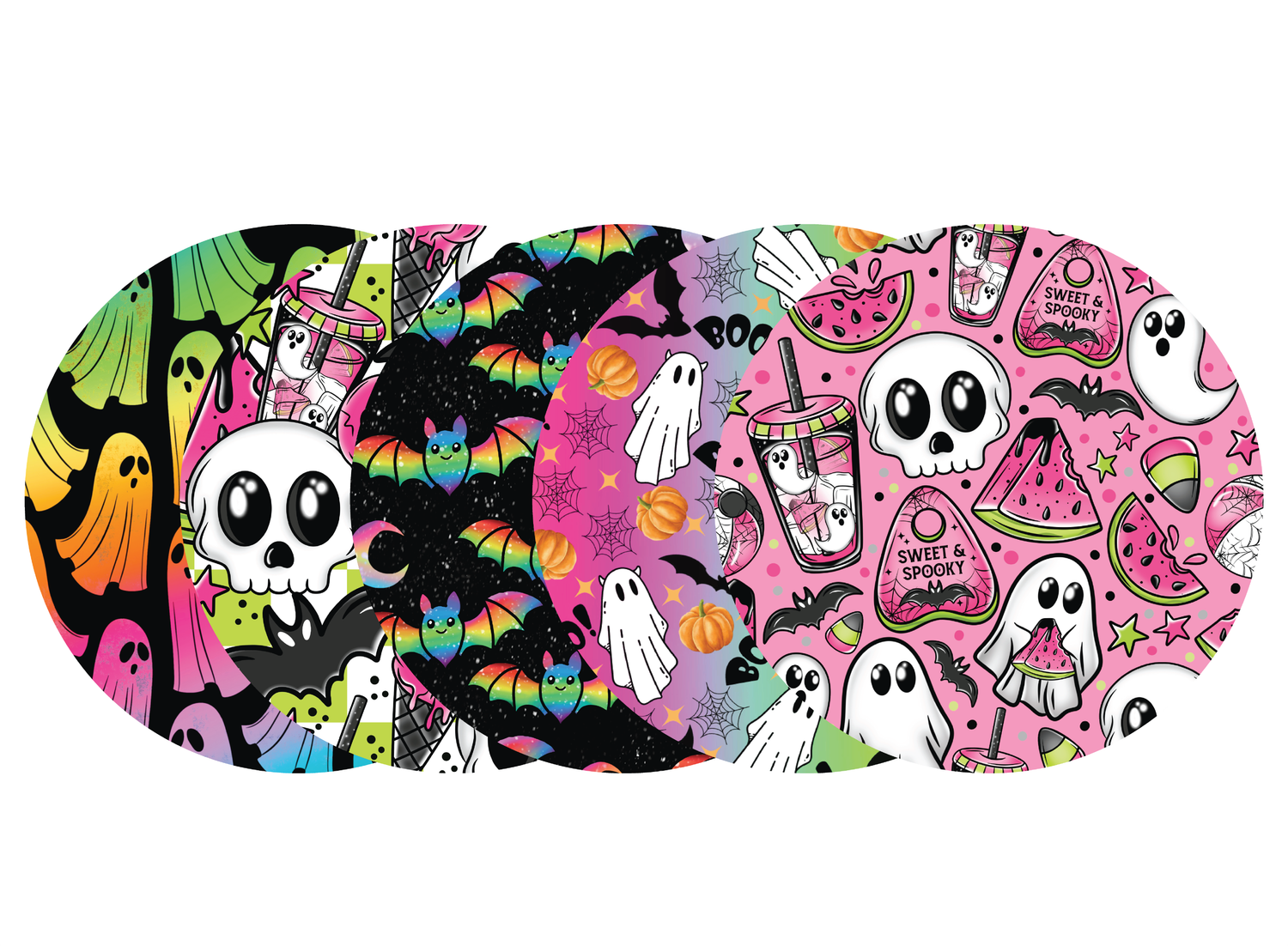 Glucomart Adhesive Patch for Libre, Dexcom G7, and Dexcom Stelo - Neon Halloween CGM OverPatches 5-Pack