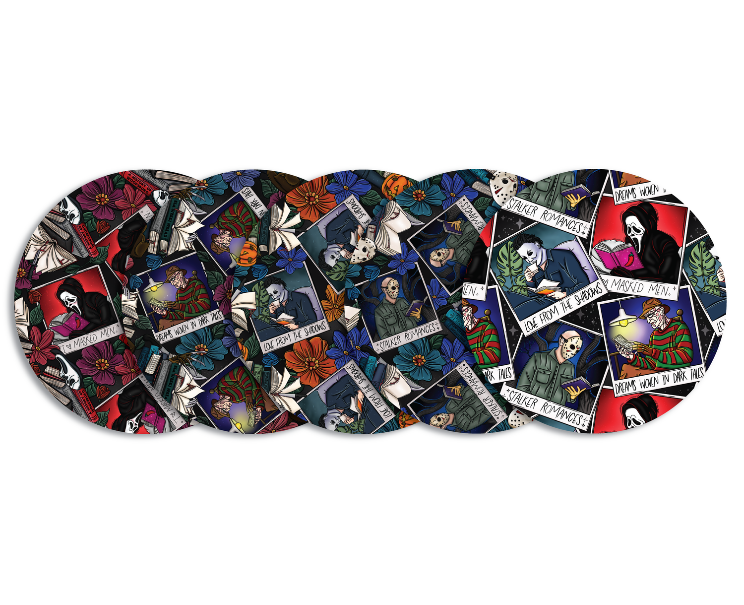 Glucomart Adhesive Patch for Libre, Dexcom G7, and Dexcom Stelo - Horror Bookish CGM OverPatches 5-Pack