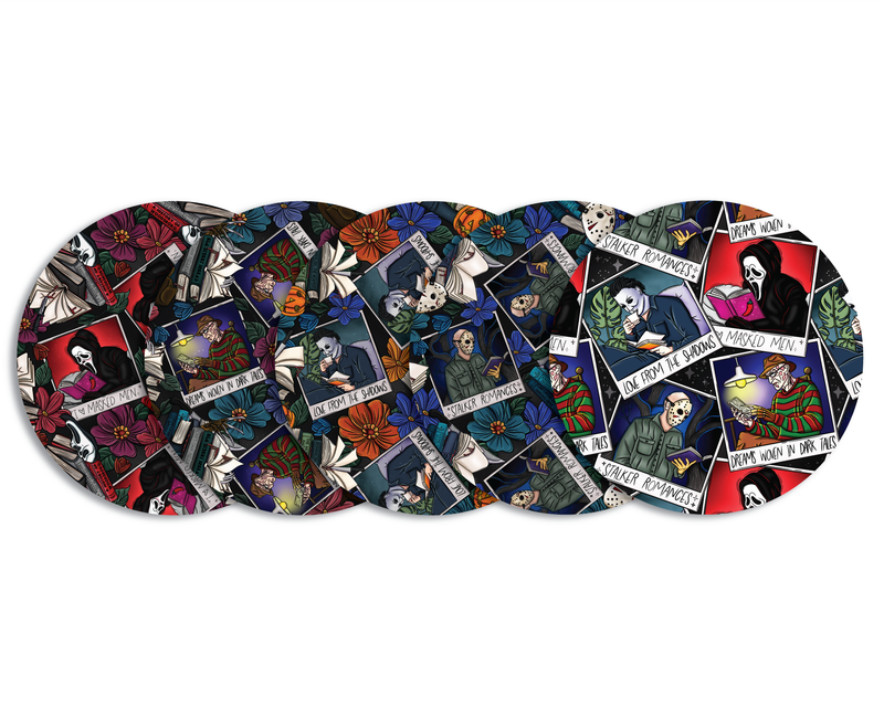 Glucomart Adhesive Patch for Libre, Dexcom G7, and Dexcom Stelo - Horror Bookish CGM OverPatches 5-Pack - RETIRING