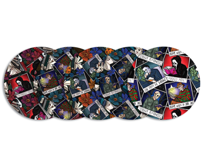 Glucomart Adhesive Patch for Libre, Dexcom G7, and Dexcom Stelo - Horror Bookish CGM OverPatches 5-Pack