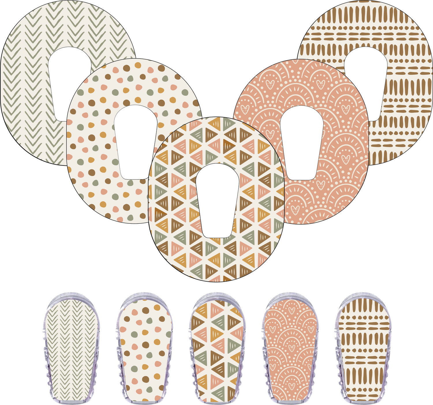 Glucomart Dexcom G6 Adhesive Patches with Stickers (5-Pack) Boho Triangle RETIRING