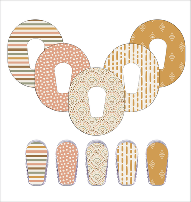 Glucomart Dexcom G6 Adhesive Patches with Stickers (5-Pack) Boho Lines RETIRING