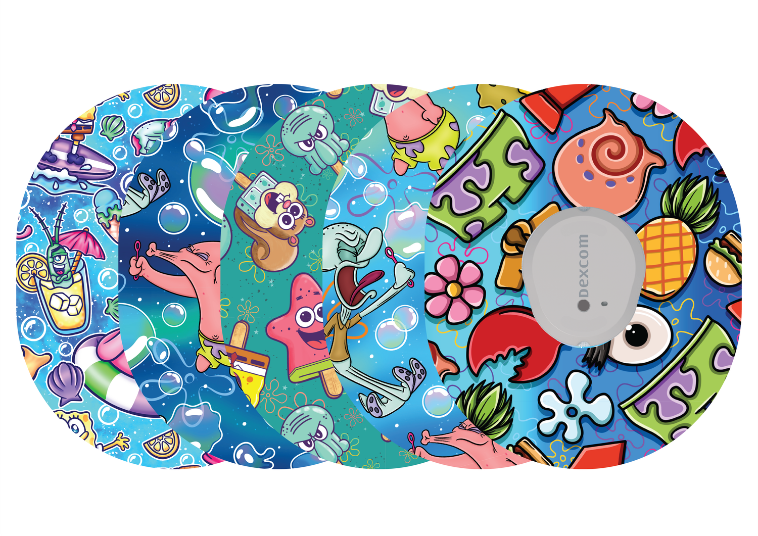 Glucomart Dexcom G7 Adhesive Patches (5-Pack) Bubble Fun