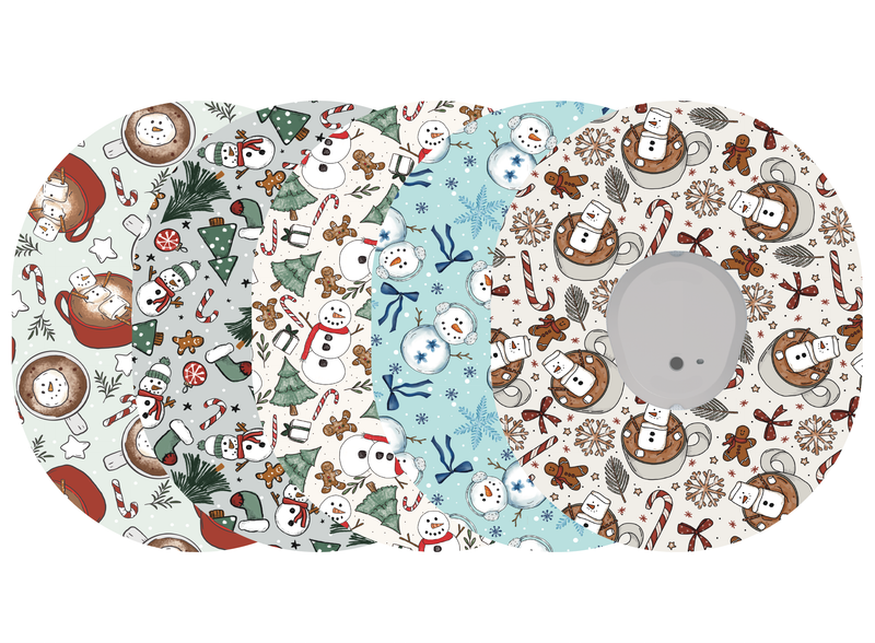 Glucomart Dexcom G7 Adhesive Patches (5-Pack) Frosty Christmas