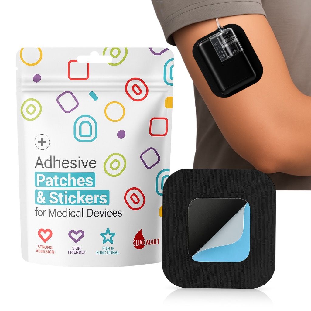 Glucomart Grip Sleeve for Mobi Durable Lightweight Patches for Mobi Insulin Pump (10-Pack) Black Value Pack