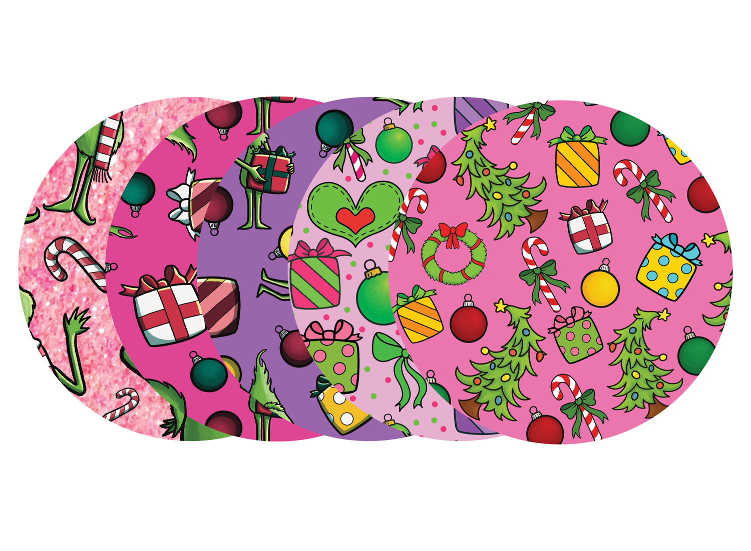 Glucomart Adhesive Patch for Libre, Dexcom G7, Lingo, Instinct &amp; Stelo CGM (5-Pack) Anti Christmas Pink