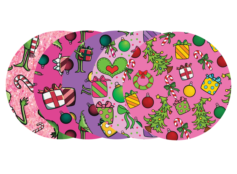 Glucomart Adhesive Patch for Libre, Dexcom G7, Lingo, Instinct &amp; Stelo CGM (5-Pack) Anti Christmas Pink