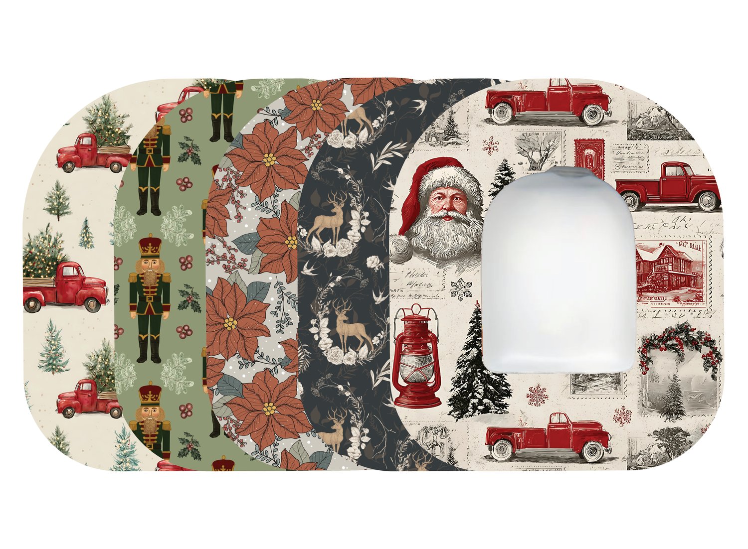 Glucomart Omnipod Adhesive Patches (5-Pack) Midcentury Christmas