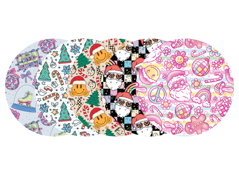 Glucomart Adhesive Patch for Libre, Dexcom G7, Lingo, Instinct &amp; Stelo CGM (5-Pack) 90's Christmas