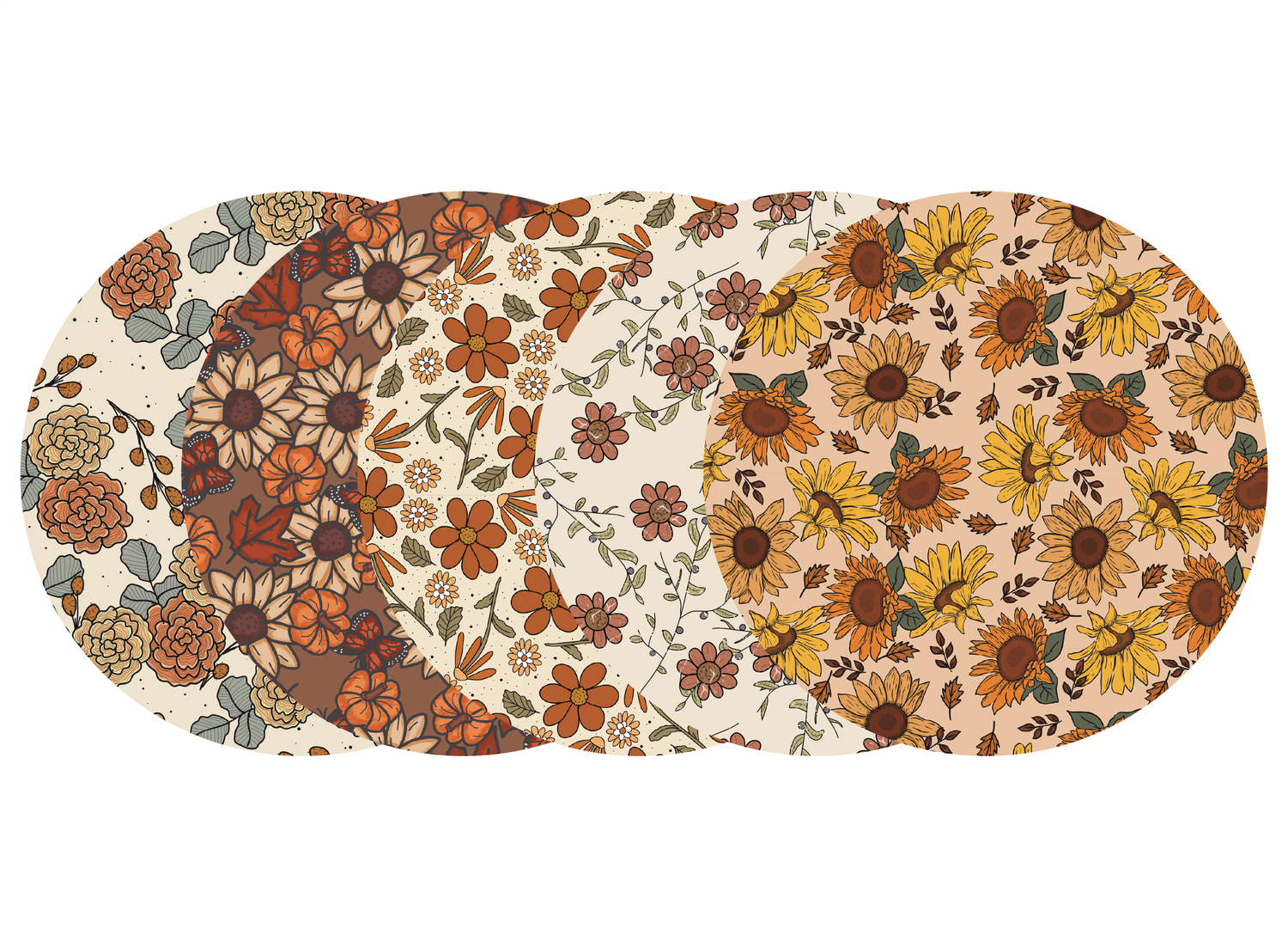 Glucomart Adhesive Patch for Libre, Dexcom G7, Lingo, Instinct &amp; Stelo CGM (5-Pack) Autumn Floral