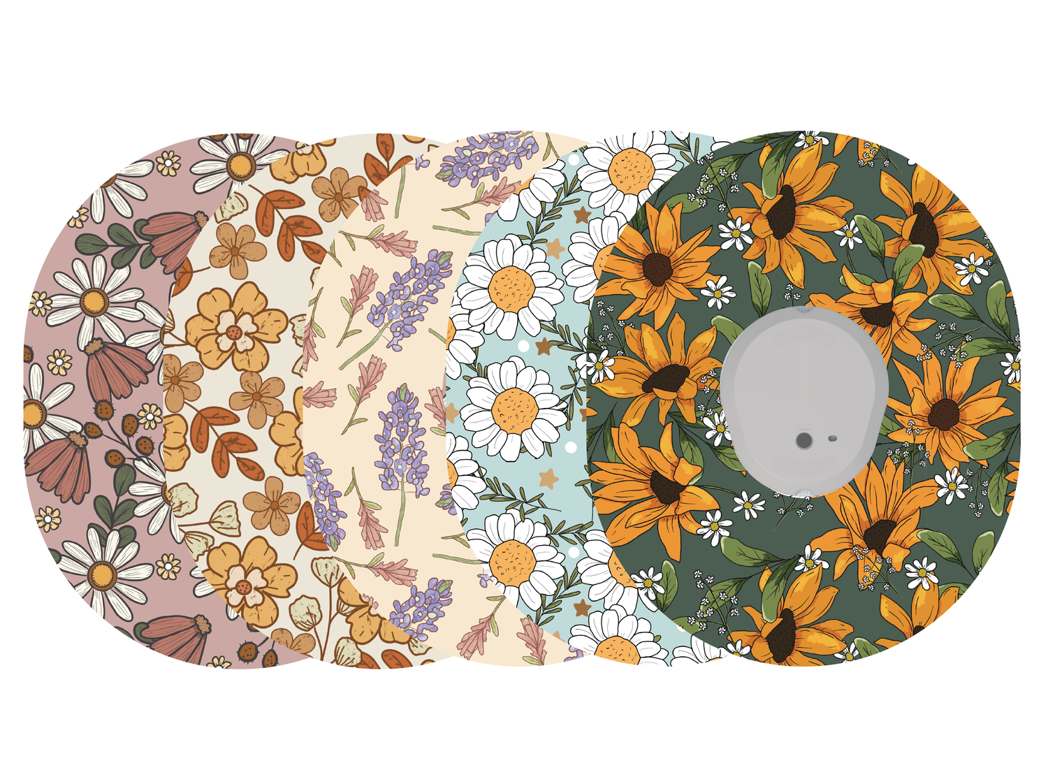 Glucomart Dexcom G7 Adhesive Patches (5-Pack) Golden Floral