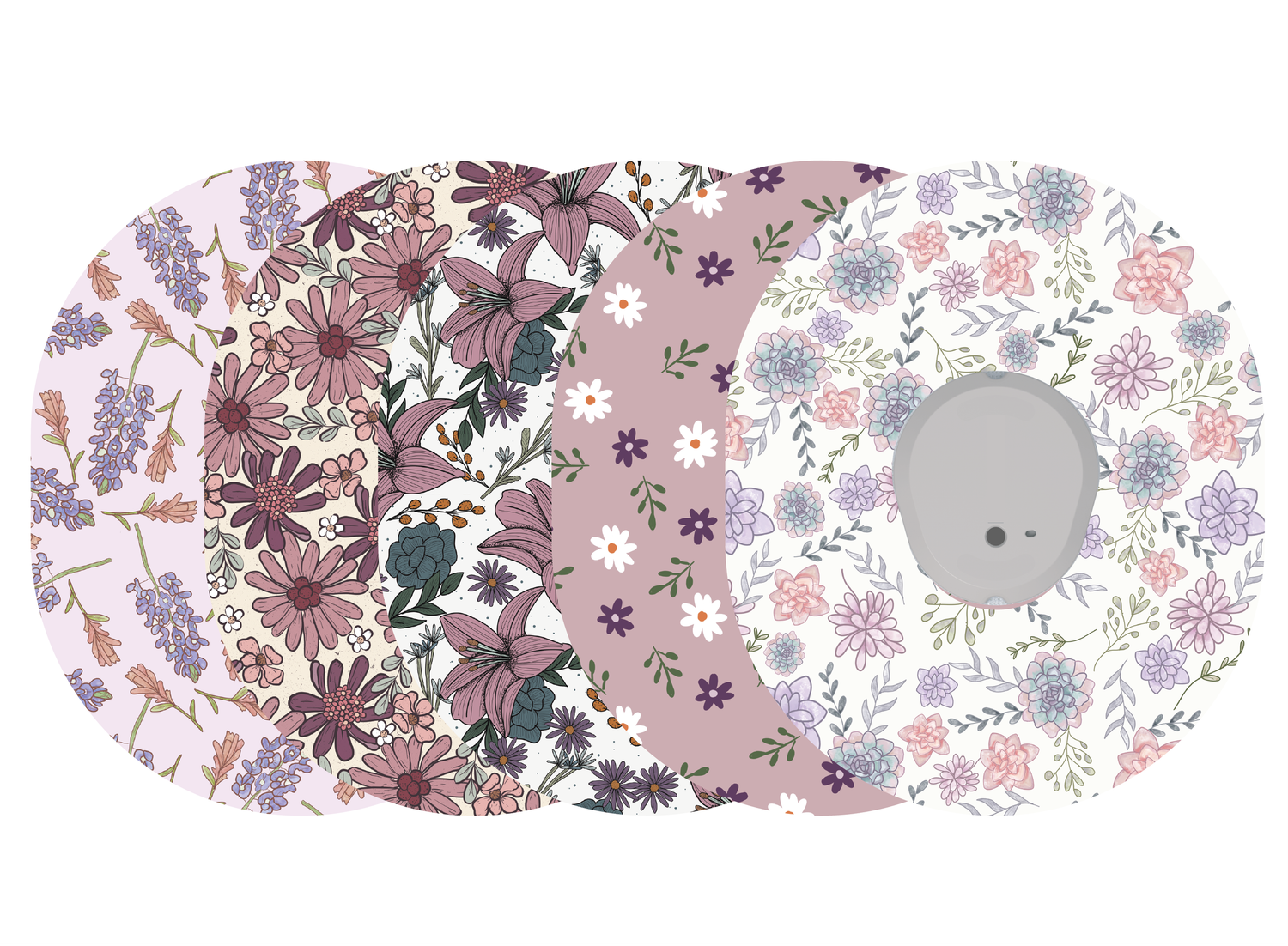 Glucomart Dexcom G7 Adhesive Patches (5-Pack) Lavendar Floral