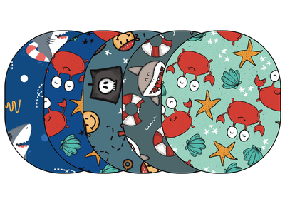 Glucomart Universal CGM Adhesive Patches for Dexcom G6, Dexcom G7, Stelo, Guardian &amp; Libre Sensors | Sea Creatures (5-Pack)