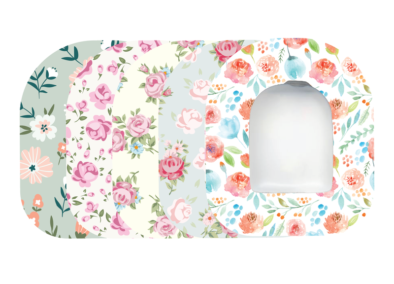 Glucomart Omnipod Adhesive Patches – Hypoallergenic, Waterproof &amp; Fray-Proof for Omnipod 5 and DASH (Pack of 5) - Flower Garden