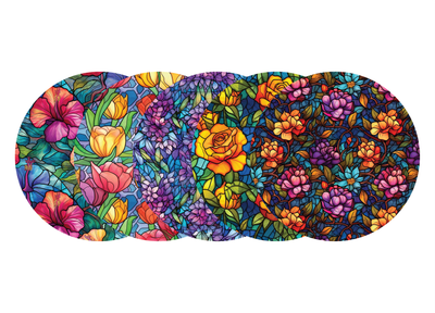 Glucomart Adhesive Patch for Libre, Dexcom G7, and Dexcom Stelo - Stained Glass Flowers CGM OverPatches 5-Pack