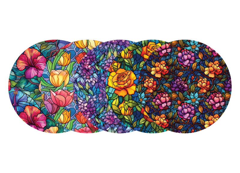 Glucomart Adhesive Patch for Libre, Dexcom G7, and Dexcom Stelo - Stained Glass Flowers CGM OverPatches 5-Pack