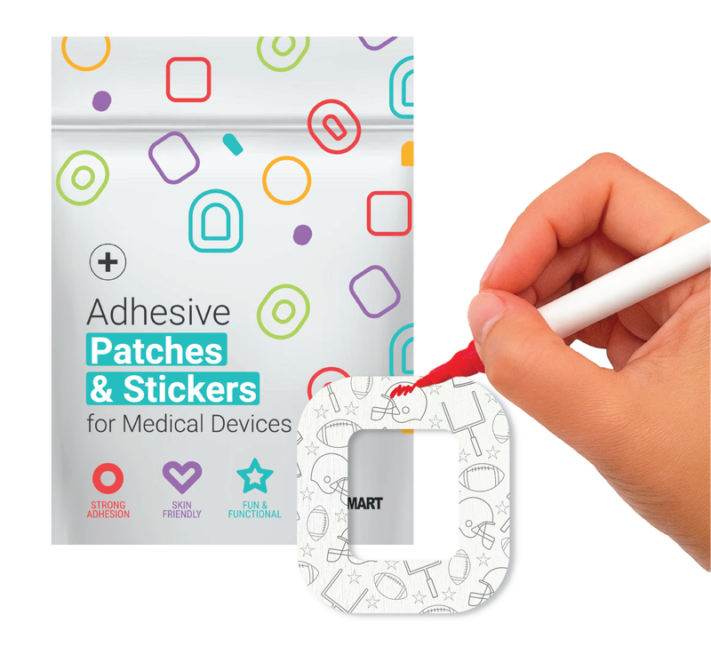 Glucomart Tandem Mobi Sleeve Overpatch (5 Count) - Color Me Football