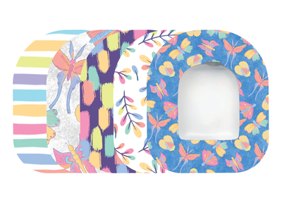 Glucomart Omnipod Adhesive Patches – Hypoallergenic, Waterproof &amp; Fray-Proof for Omnipod 5 and DASH (Pack of 5) - Pastel Butterfly