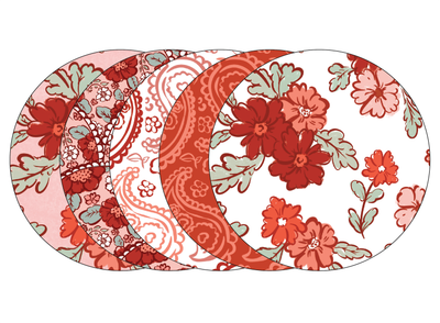 Glucomart Adhesive Patch for Libre, Dexcom G7, and Stelo - Red Floral CGM OverPatches 5-Pack