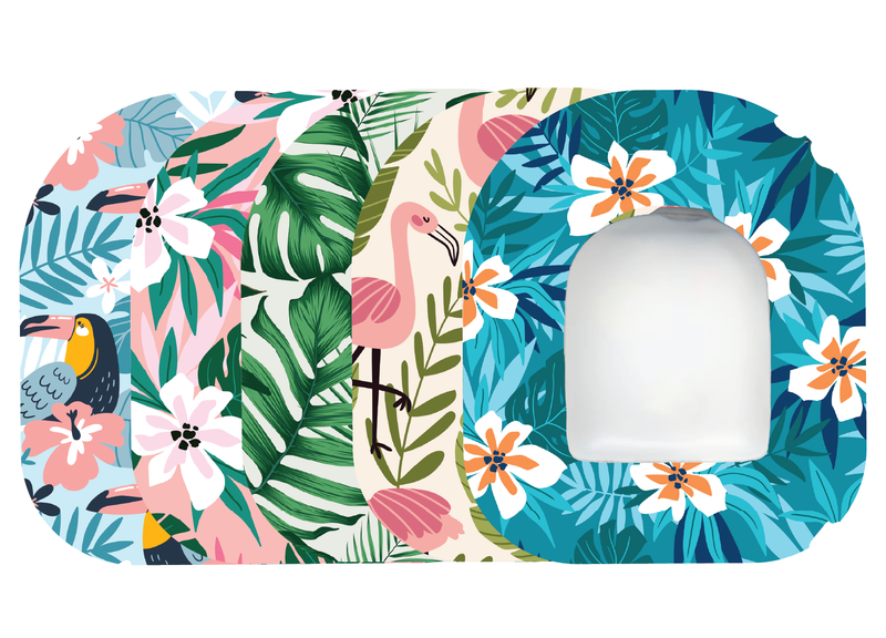 Glucomart Omnipod Adhesive Patches – Hypoallergenic, Waterproof &amp; Fray-Proof for Omnipod 5 and DASH (Pack of 5) - Tropical