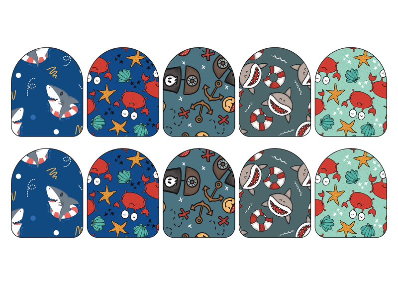 Fabric Stickers for Omnipod | Sea Creatures 10-Pack