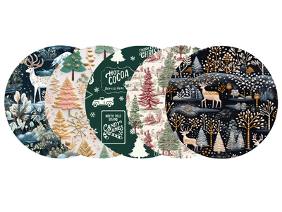 Glucomart Adhesive Patch for Libre, Dexcom G7, Lingo, Instinct &amp; Stelo CGM (5-Pack) Woodland Christmas